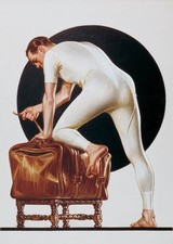 J.C. Leyendecker : Man on a Suitcase : Vintage Illustration Art Print picture