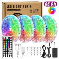 65.6FT RGB Led Strip Lights Waterproof Flexible with 44 Keys Remote 12V US Power picture