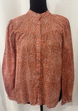 Loft Women's Long Sleeve Button-Up Blouse Fall Orange Size Small Petite picture