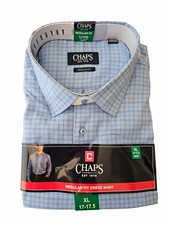 Chaps Mens Regular Fit Button Down Dress Shirt 17-17.5 x 36/37 Blue XL / X-LARGE picture