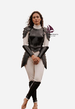 ZAIN Medieval Women's Black Armor Costume Handmade Female Knight Breastplate picture
