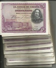 SPAIN LOT BUNDLE 100x 50 PESETAS 1928 P 75. VF CONDITION. 3RW 5MAY picture