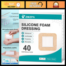 40Pcs Waterproof Silicone Foam Dressings 4x4, Gentle Border Bandages for Wound C picture