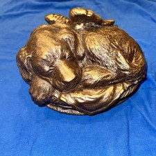 Solid Bronze-Finish Angel Dog Pet Cremation Urn picture