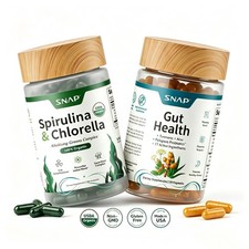 Organic Gut Health Duo Spirulina Chlorella Digestive Immune Support 2 Pack picture