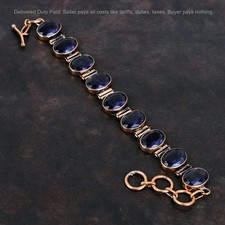 Copper African Amethyst Gemstone Bezel Anniversary Mother Engagement Bracelet picture