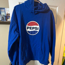 Pepsi Blue Pullover Fleece Hoodie XL Cotton Blend Logo Graphic Pocket picture