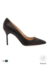 Vintage 2018 Manolo Blahnik Black Pointed-Toe Leather Stiletto Pump BB069 - 90MM picture