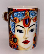 Baci Milano Gioia BlackMood Porcelain Mug Statement Ring Handle Baroque Sicilian picture