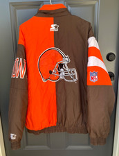 Vintage Starter Jacket Cleveland Browns Split Color Block Mens XL Rare Puffer picture