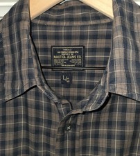 Nautica Men's Large Long Sleeve Button Down Shirt - Brown & Navy Plaid-Excellent picture