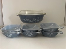 RARE 1964 Agee Pyrex Promotional Limited Prototype Blue Grey BLOWING LEAVES picture