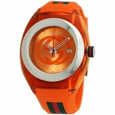 New GUCCI XXL Sync SYNC Swiss Quartz Orange Rubber Watch 46 MM YA137108 picture