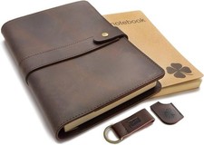 Refillable Genuine Leather Journal for Women & Men 5x8 Notebook for Work, Sketch picture