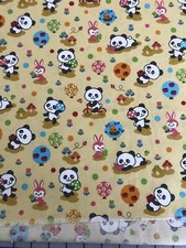 Rare Cosmo Textile Canvas-Animals-Panda-Bunny-BTYx44” Wide picture