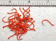 NEW #6 Mustad 25x Orange Powder Coated Octopus Salmon Egg Hooks, New From Bulk picture