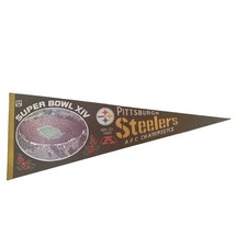 Nice Vintage 1980 Pittsburgh Steelers Superbowl XIV AFC Champions Pennant picture
