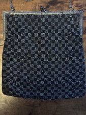 Steel Cut Beaded Purse C.1910 Woman’s Mourning Bag Momento Mori Goth Steampunk picture