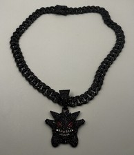 GENGAR GEM NECKLACE Rhinestone Purple Pokemon Hip Hop Pendant & 20
