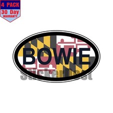 Maryland Bowie State Flag Oval Sticker 4 Pack 3x2 Inch picture
