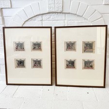 Antique George Cruikshank Punch & Judy Hand Colored Etchings Lot of 8 Framed picture