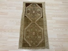 Small Vintage Oriental Rug 1.5x3 FT Turkish Handmade Tribal Carpet picture