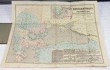1854 Crimean War - Folding Cased Map - Armies Russia and Turkey - Danube Baltic picture