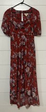 Anthropologie Maeve Mavis Puff Sleeve Floral Midi Dress Orange Boho Feminine 8 picture