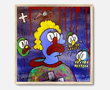 SLAWN Inspired 12x12 Original Graffiti Art Painting Blue Face by Filipp Tsygipal picture