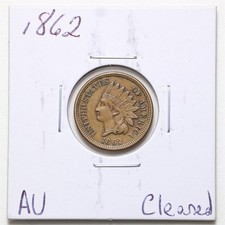 1862 1C Indian Head Cent with AU Detail Cleaned #8200 picture