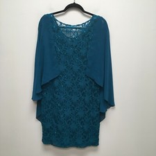 VTG Ursula Of Switzerland Caribbean Sequin Lace Slit Sleeve Formal Dress 8 $340 picture