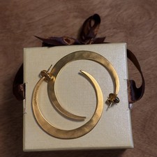 Vintage RLM Studio Robert Lee Morris Brass Crescent Hoop Post Earrings 2