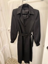 Vintage 60s 70s Voyager West Youthcraft Black Belted Trench Coat USA Union Made picture