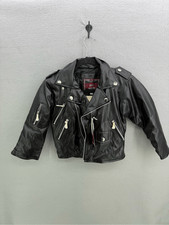 Deadstock Vintage PFG Youth Moto Coat Jacket Black Size 3 Faux Leather Biker Hal picture