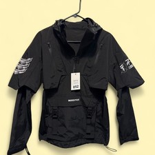 NIEPCE black windbreaker jacket with white logo on sleeve picture