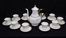 Vtg A.R. Keniganelt Germany Coffee Set Cup Saucer Pot Gold Silver Black Floral picture