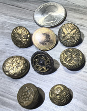 Antique Victorian BUTTON LOT Ornate Geometric Floral Star Metal picture