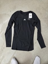 NEW Adidas Mens Athletic Alphaskin Long Sleeve Compression T-Shirt Black Medium picture