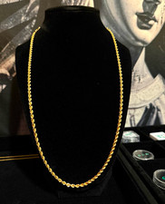 18K 750 Italian Yellow Gold Rope Chain Necklace Lobster Clasp Signed Men picture