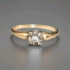 Vintage Diamond Solitaire Gold Engagement Ring 14k .25 Carats 6 picture