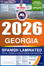 2026 Georgia GA LABOR LAW POSTER (Federal & State) Spanish Laminated picture