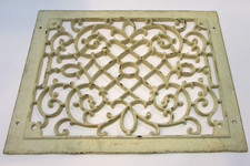 Old 1880's Ornate Cast Iron 12x15 Rectangle Antique House Heat Floor Wall Grate picture