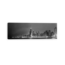 Chicago Skyline Black and White Panoramic Canvas Print picture
