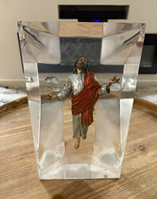 C.A. Pardell Signed Glass statue with Jesus Christ Figure picture