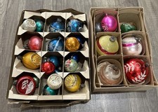 LOT Of 25 VINTAGE MERCURY GLASS CHRISTMAS ORNAMENTS POLAND Jumbos/Indent /Santa picture
