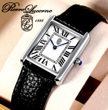 Swiss Inspired Iconic Design Classic Mens Watch Pierre Lucerne Tank Black Band picture