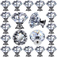 25 pcs Crystal Glass Knobs Drawer Pulls Kitchen Bathroom Cabinet Dresser picture