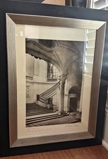 Vintage French Staircase Architectural Print Framed Wall Art Signed picture
