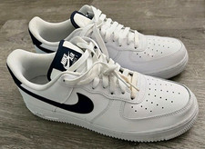 Nike Air Force 1 Men's Low Top Leather Lace-Up Sneakers Midnight Navy CJ1607-100 picture