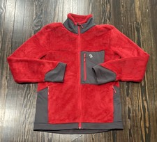 Mountain Hardwear Full Zip Fleece Jacket Men’s Medium Red Gray Polyester  picture